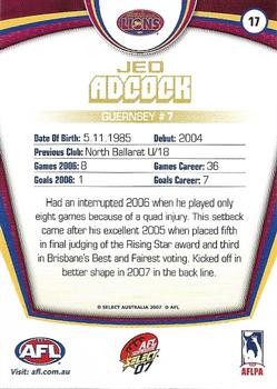 2007 Select AFL Supreme #17 Jed Adcock Back